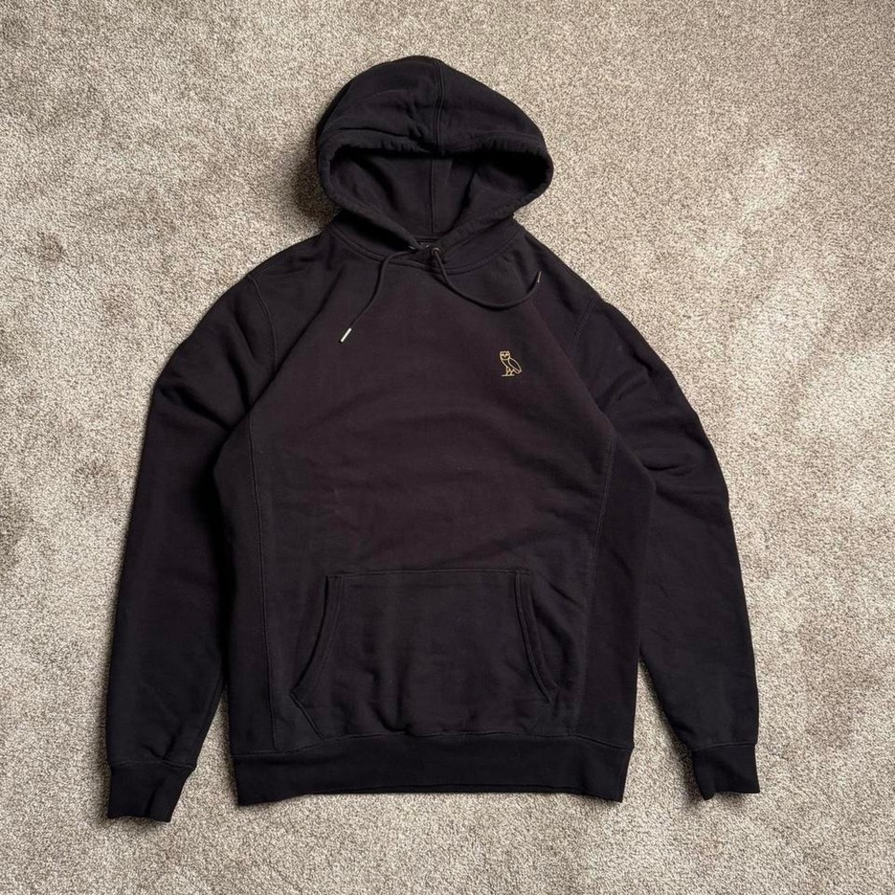 BLACK OVO CLASSIC LOGO RUBBER PRINT PULLOVER HOODIE